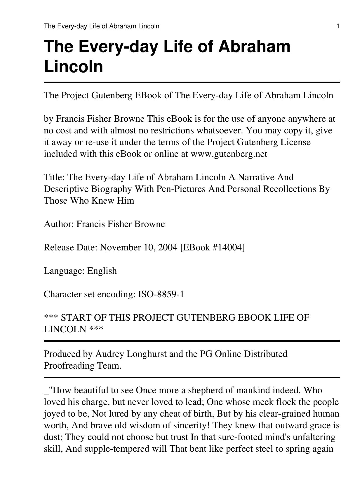 The Every-day Life Of Abraham Lincoln